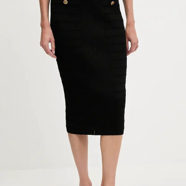 Sukně Guess EVANGELINE černá barva, midi, pouzdrová, W5YD66 Z0130