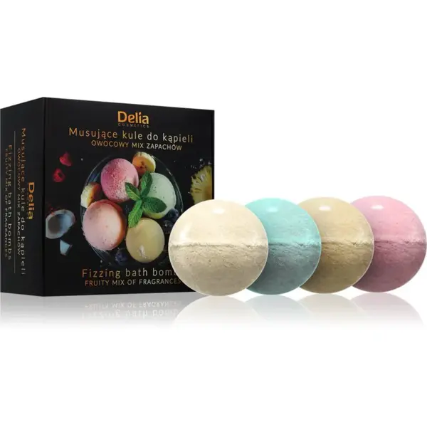 Delia Cosmetics Fizzing Bath Bombs Fruity Mix darčeková sada do kúpeľa 4x100 g