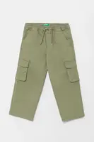 Dětské kalhoty United Colors of Benetton zelená barva, hladké, 4TCGGF02B