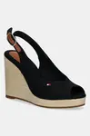Sandály Tommy Hilfiger FLAG HIGH WEDGE ESPAD SLINGBACK černá barva, FW0FW08597