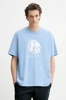 Bavlněné tričko PS Paul Smith modrá barva, s potiskem, M2R.204Z.PP4817