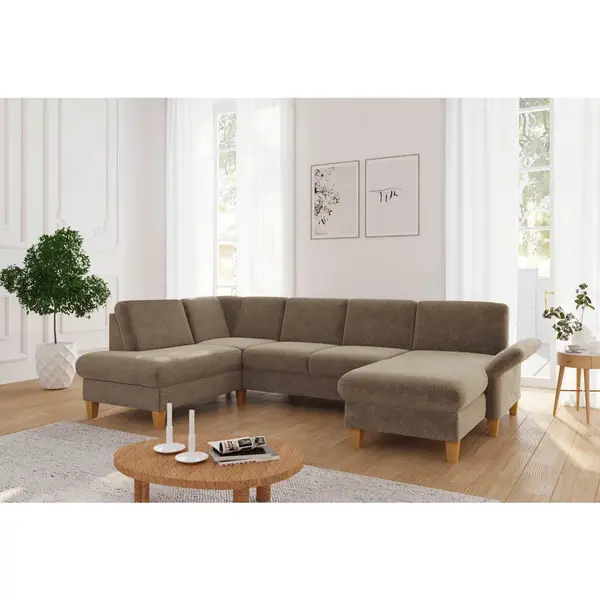 Sit & More SEDACÍ SOUPRAVA, textil, světle hnědá