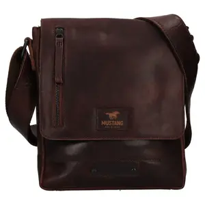 Pánska kožená taška cez rameno Mustang Arthur - tmavo hnedá
