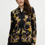 Košile Versace Jeans Couture dámská, černá barva, regular, s klasickým límcem, 78HAL2P1 NS634