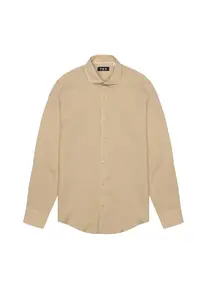 Pánská béžová košile z bavlny a lnu