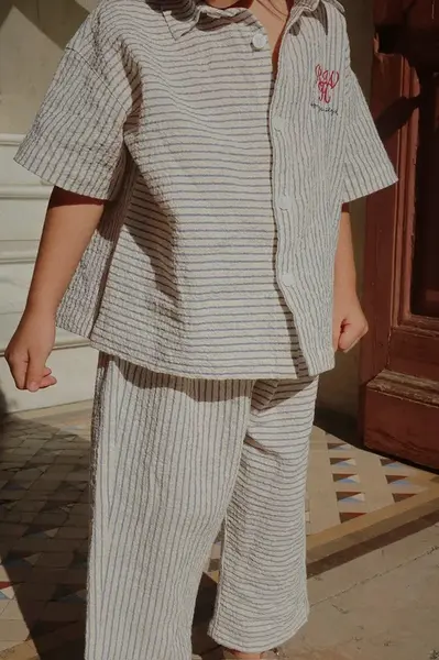 Dětské bavlněné kalhoty Konges Sløjd RHW X KS DUO PANTS GOTS modrá barva, Rosie Huntington Whiteley KS103595