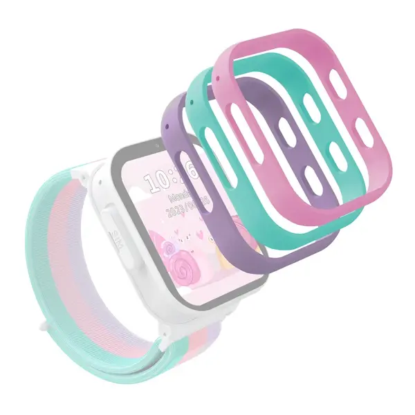 Náhradní silikonové rámečky pro chytré hodinky inSPORTline Cubbio 3ks růžovo-zeleno-fialová