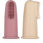 Petite&Mars Take&Match 0m+ detská zubná kefka na prst s puzdrom Rose&Sand 2 ks