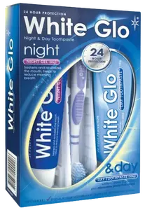 WHITE GLO Noční a denní bělicí zubní pasty + ZDARMA kartáček