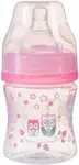 BABYONO Láhev antikoliková Klasik růžová 0m+ 120 ml