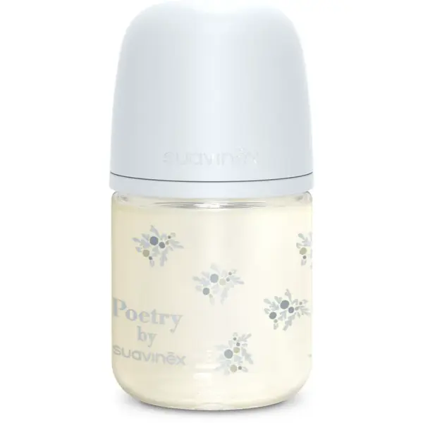 Suavinex Poetry SX Pro Physiological S skleněná kojenecká láhev 0 m+ Slow Flow - Blue 120 ml