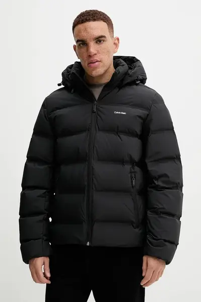 Péřová bunda Calvin Klein černá barva, zimní, LV04LD517G