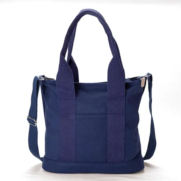 Dámska plátená kabelka tmavo modrá