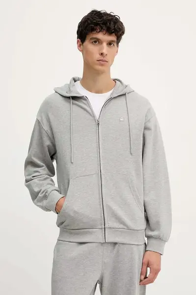 Bavlnená mikina United Colors of Benetton modrá farba, s kapucňou, jednofarebná, 342ZU500P