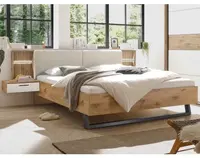 Posteľ s nočnými stolíkmi Daria 180x200 cm, dub/biela, s osvetlením%