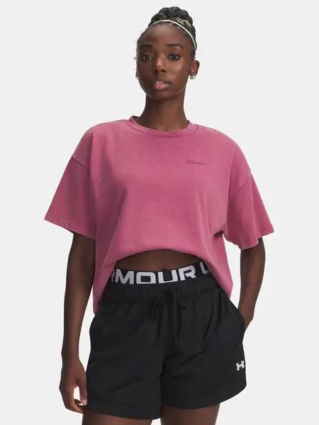 Under Armour UA HWT Boxy Wash SS-RED T-Shirt - Women's