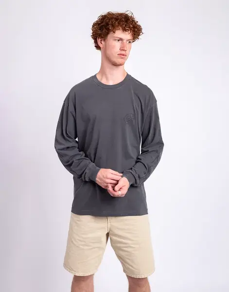 Tričko Carhartt WIP L/S Terrestrial T-Shirt Black/Graphite pigment garment dyed