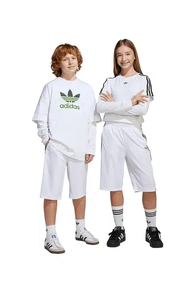 Dětské kraťasy adidas Originals bílá barva, nastavitelný pas, HZ3586