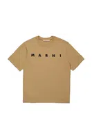 Bavlněné tričko Marni MT135U T-SHIRT béžová barva, s potiskem, M002MV