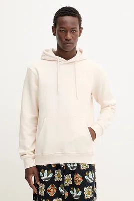Mikina adidas Originals Essentials pánská, béžová barva, s kapucí, hladká, HZ3598