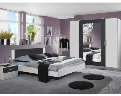 Sestava ložnice Nora 180x200 cm, bílá/grafitová