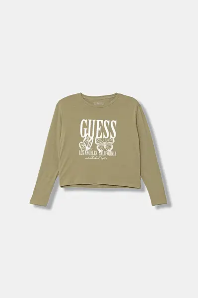 Dětské tričko s dlouhým rukávem Guess zelená barva, J5YI32 K6YW4