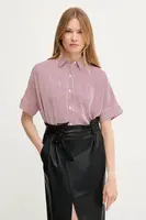 Košile Tommy Hilfiger dámská, červená barva, relaxed, s klasickým límcem, WW0WW45883