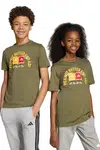 Dětské bavlněné tričko adidas zelená barva, s potiskem, JV5250