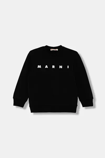 Dětská bavlněná mikina Marni MS340U SWEAT-SHIRT černá barva, s potiskem, M01612