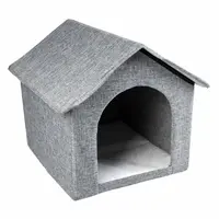 Duvo+ Šedý skládací textilní domek pro kočky a malé psy 43,5x38,5x41cm