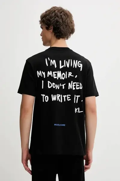 Bavlněné tričko Karl Lagerfeld Jeans pánské, černá barva, s potiskem, A4M17027