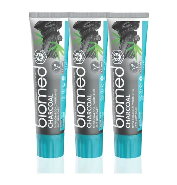BIOMED Charcoal s černým uhlím zubní pasta 3x100 g