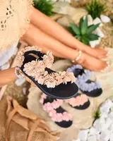 Resti Beige women's sandals with flowers Alferroy