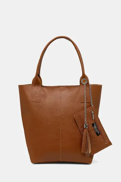 Kožená kabelka Answear Lab hnědá barva