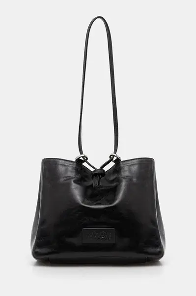 Kožená kabelka MM6 Maison Margiela černá barva, SB5ZH0021.P7187.T8013