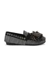 Semišové mokasíny Kurt Geiger London Pom Pom Moccasin dámské, černá barva, na plochém podpatku, 4369500609