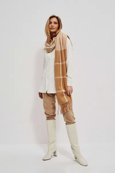 Marisse Check scarf with fringes