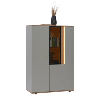 Dieter Knoll VYSOKÁ KOMODA, barvy dubu, světle šedá, 92,9/136,6/42 cm