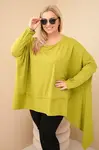 Kesi Dámska tunika Plus Size z bavlny s asymetrickým spodkom pistáciová