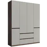 Šatní skříň 6D 2SZ Madison 46 šedá/ořech elegant