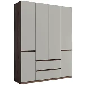 Šatní skříň 6D 2SZ Madison 46 šedá/ořech elegant