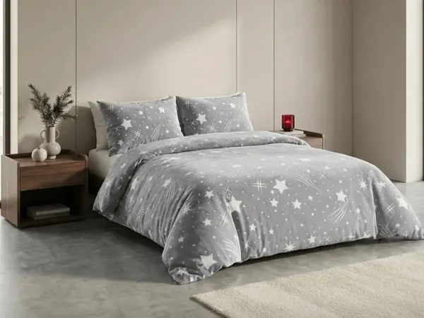 Obliečky mikroplyš NIGHT STARS svetlo sivé Rozmer obliečky: 70 x 90 cm | 140 x 200 cm