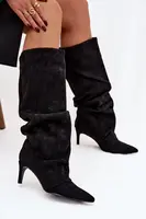 Kozačky na podpatku z eko semiše