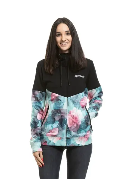 Meatfly dámská technická mikina Omni Black / Flower | Černá | Velikost XS