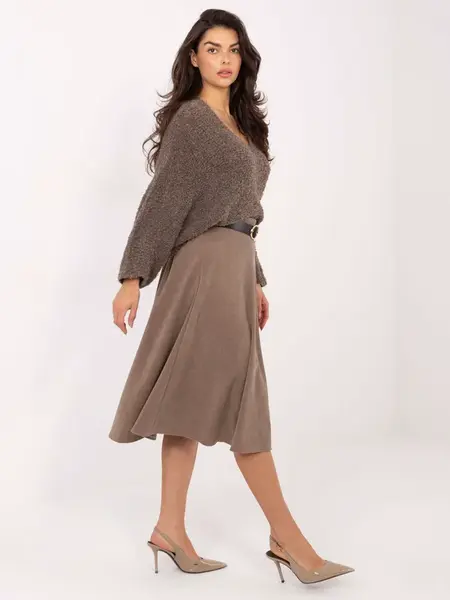 Midi sukně v tmavě béžové barvě