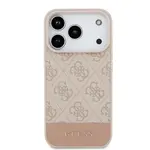 Zadní kryt Guess PU 4G Stripe pro Apple iPhone 17 Pro, růžová