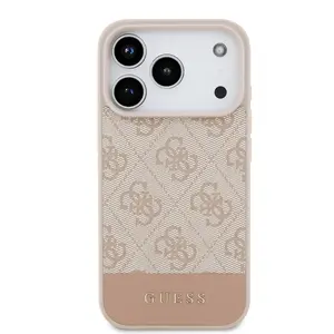 Zadní kryt Guess PU 4G Stripe pro Apple iPhone 17 Pro, růžová