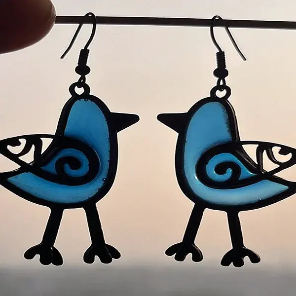 Bird Alloy Resin Dangle Earrings