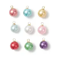Baking Painted Pearlized Glass Pearl Round Charms