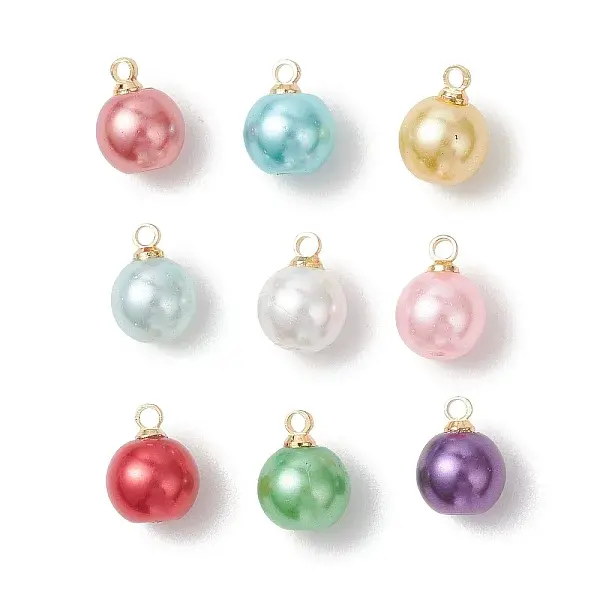 Baking Paint Pearlized Glass Pearl Round Charms